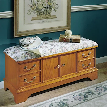 Cedar Chest with Floral Tapestry Upholstered Seat